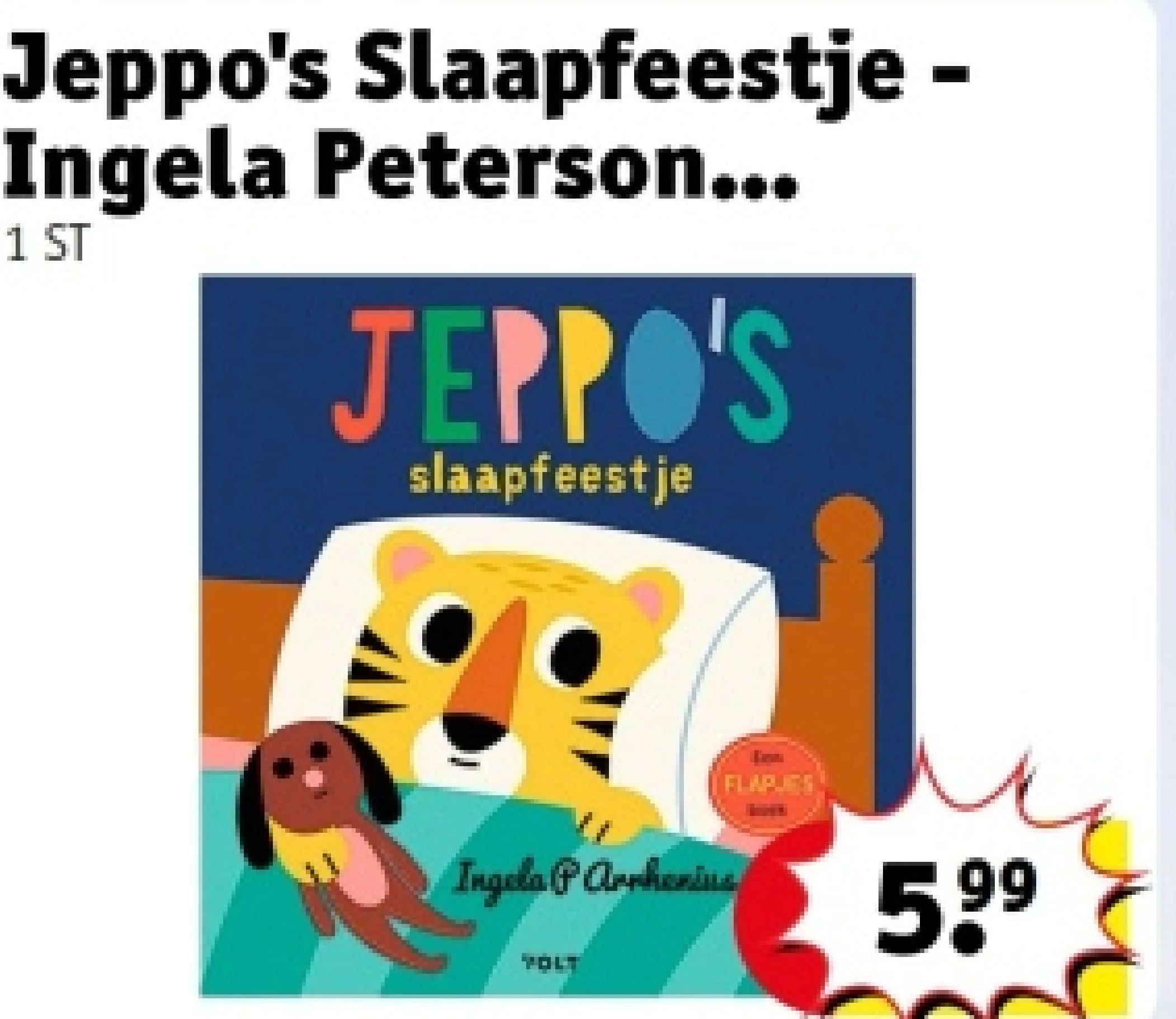 Jeppo's Slaapfeestje - Ingela Peterson Arrhenius Flapjesboek