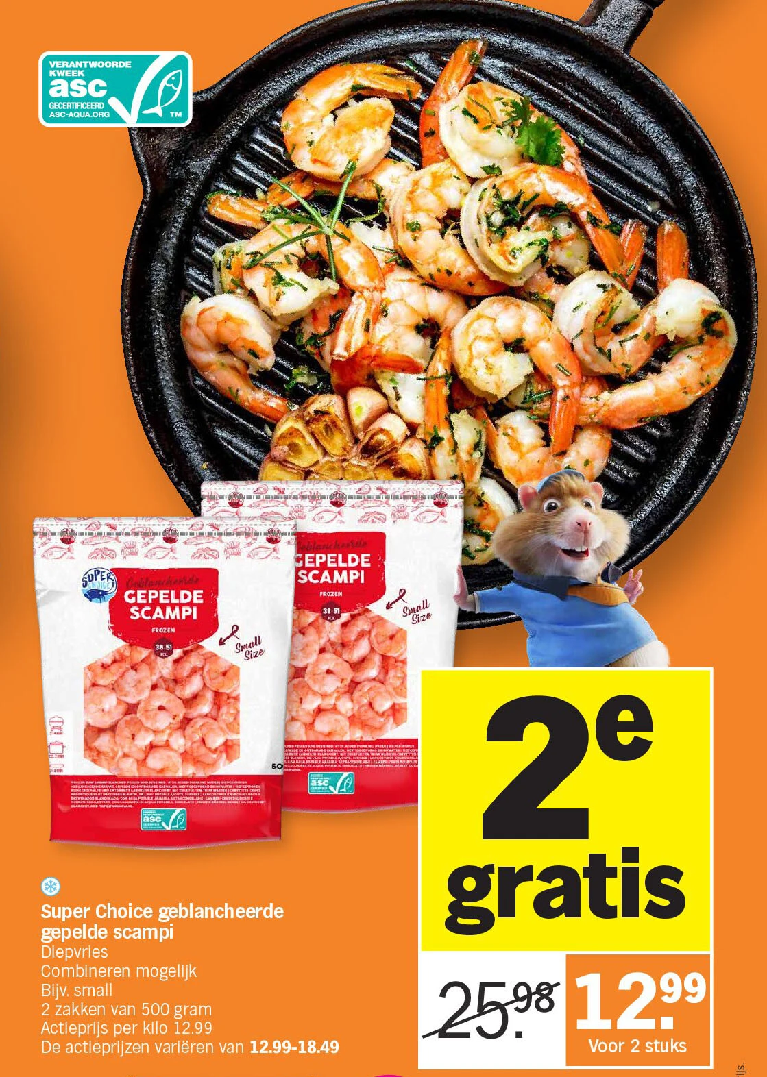 Super Choice geblancheerde gepelde scampi