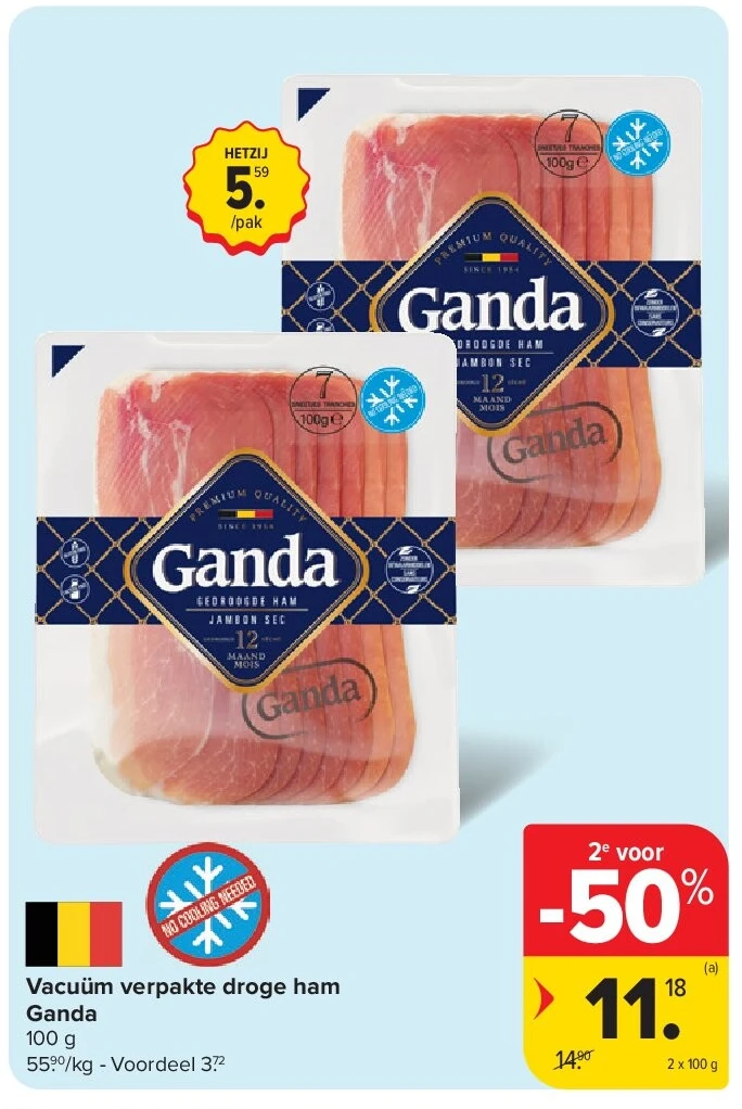 Vacuüm verpakte droge ham Ganda