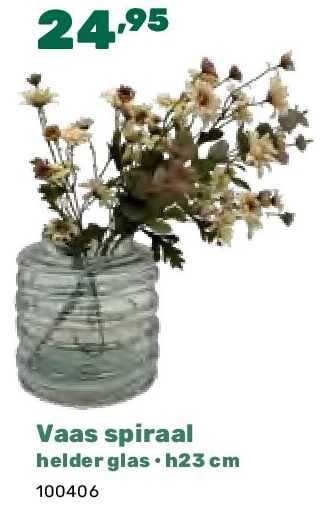 Vaas spiraal helder glas • h23 cm