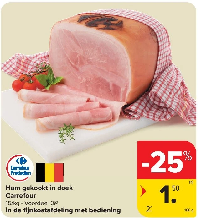 Ham gekookt in doek Carrefour