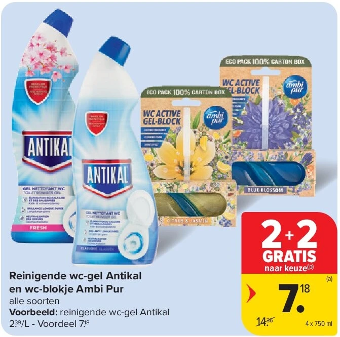 Reinigende wc-gel Antikal en wc-blokje Ambi Pur