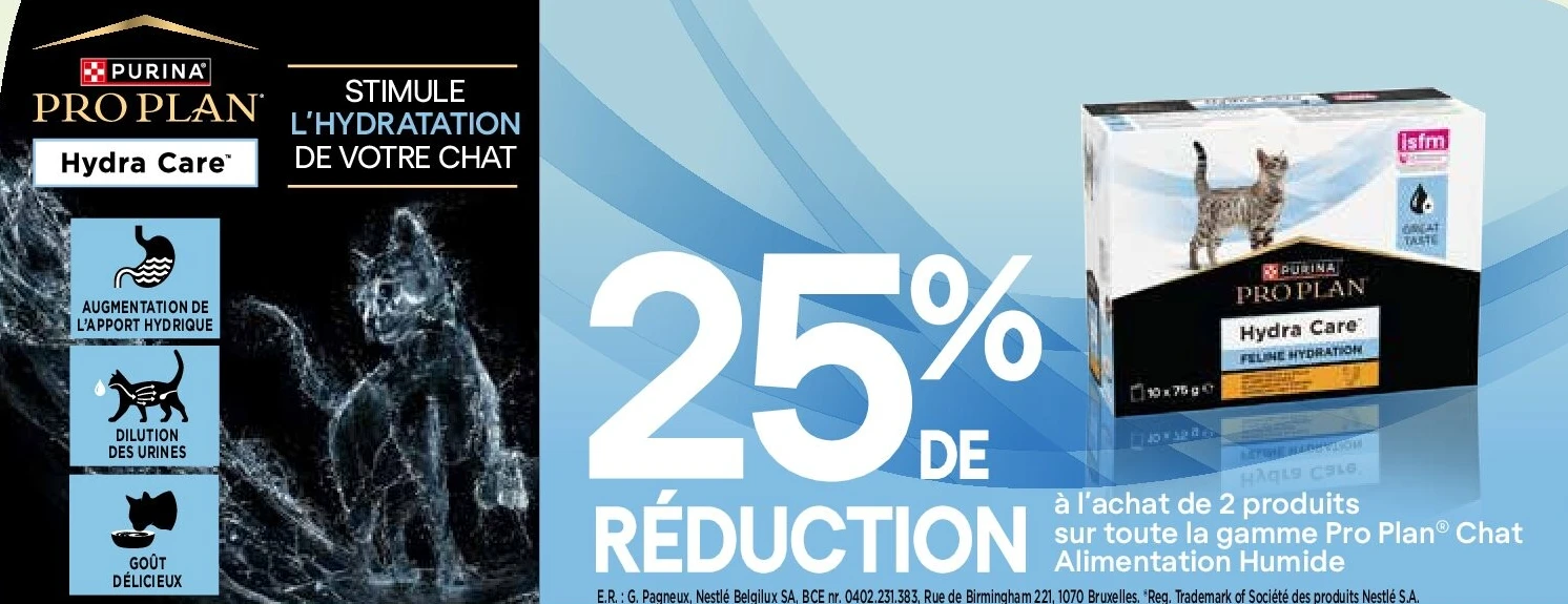 à l’achat de 2 produits sur toute la gamme Pro Plan® Chat Alimentation Humide