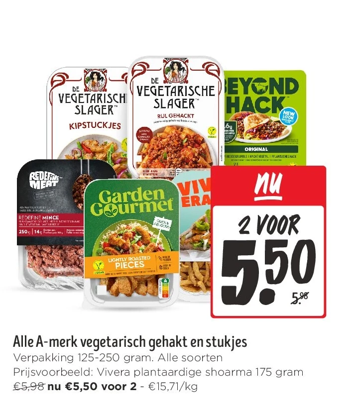 Alle A-merk vegetarisch gehakt en stukjes
