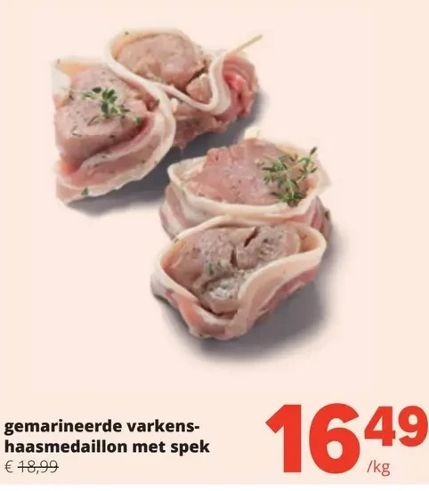 gemarineerde varkenshaasmedaillon met spek