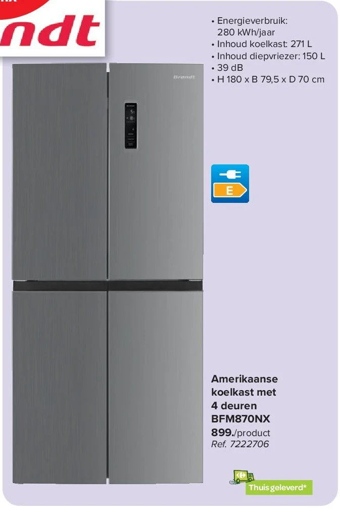 Amerikaanse koelkast met 4 deuren BFM870NX