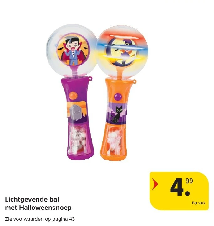 Lichtgevende bal met Halloweensnoep