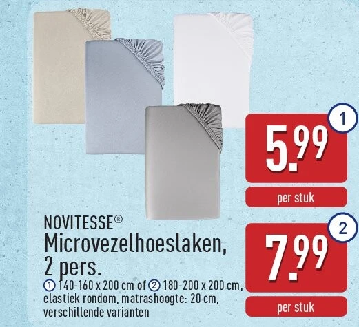 Microvezelhoeslaken, 2pers.