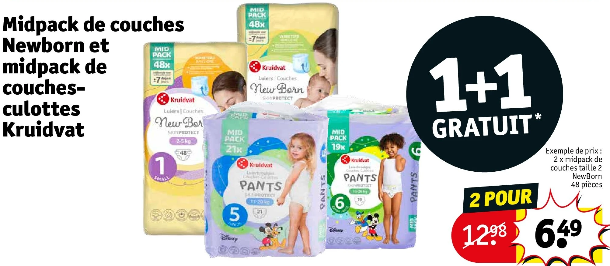 Midpack de couches Newborn et midpack de couchesculottes Kruidvat