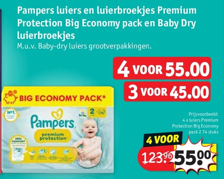 Pampers luiers en luierbroekjes Premium Protection Big Economy pack en Baby Dry luierbroekjes