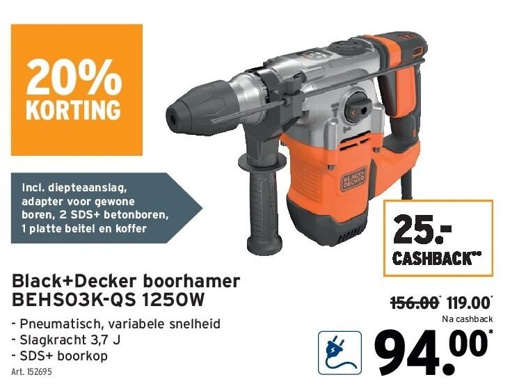 Black+Decker boorhamer BEHS03K-QS 1250W