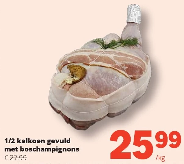 1/2 kalkoen gevuld met boschampignons