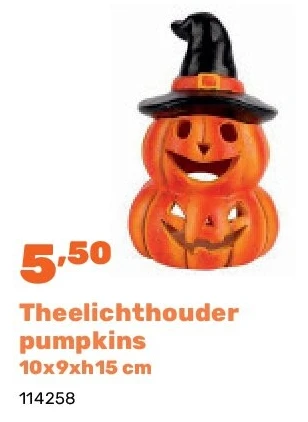 Theelichthouder pumpkins 10x9xh15 cm
