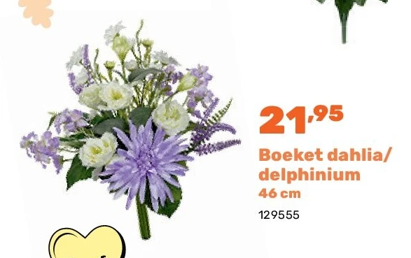 Boeket dahlia/ delphinium 46 cm