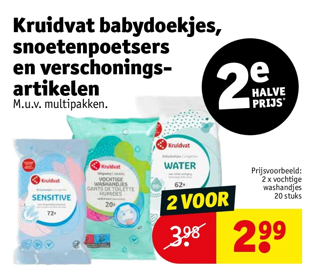 Kruidvat babydoekjes, snoetenpoetsers en verschoningsartikelen