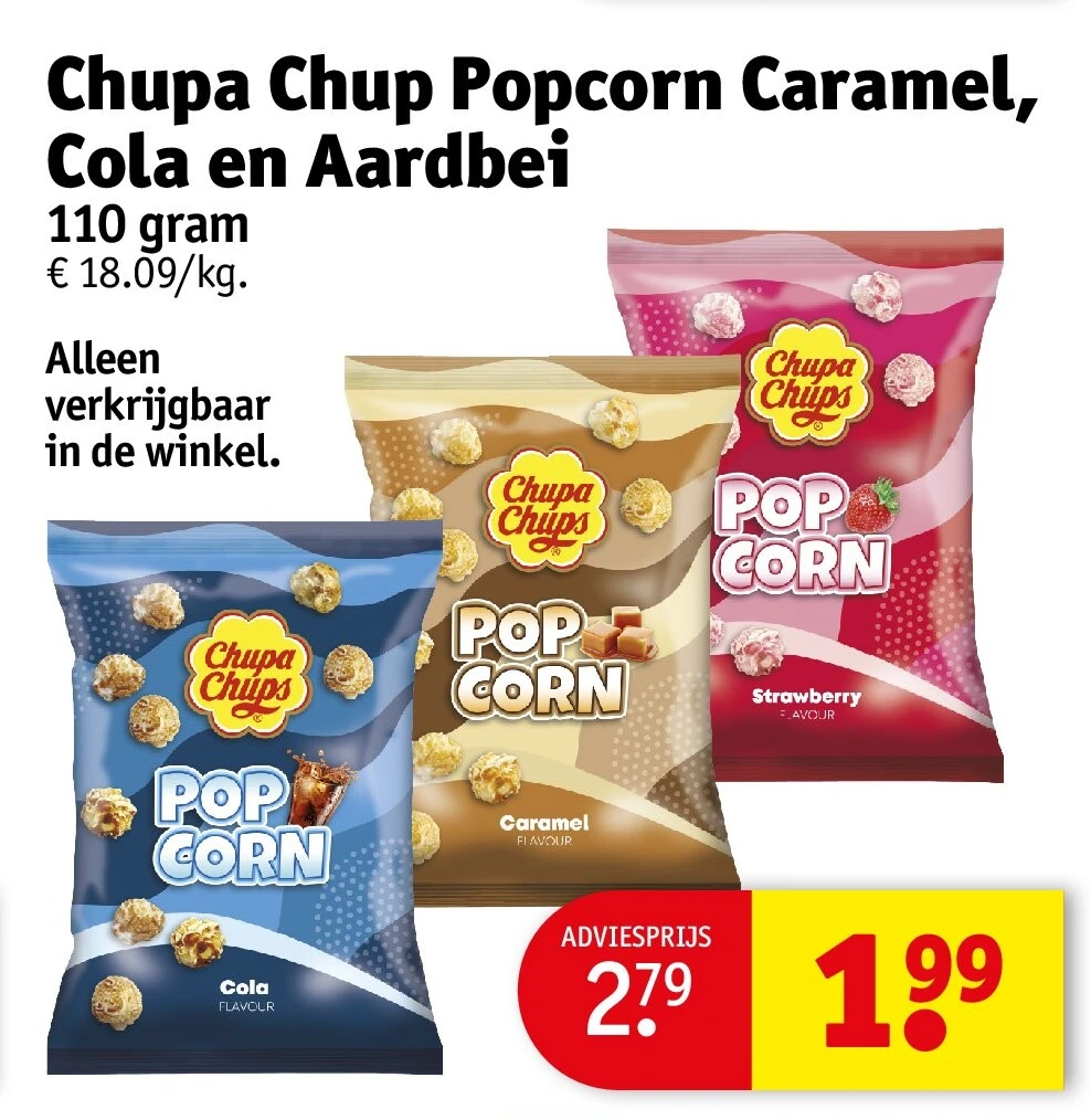 Chupa Chup Popcorn Caramel, Cola en Aardbei