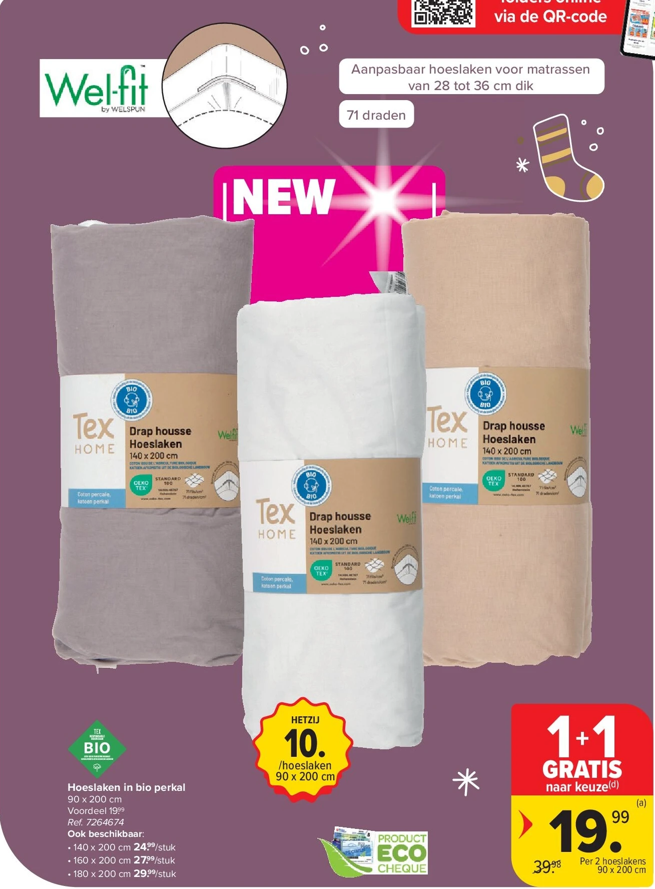 Hoeslaken in bio perkal