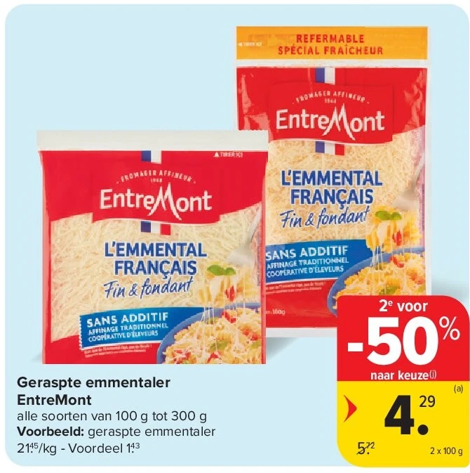 Geraspte emmentaler EntreMont