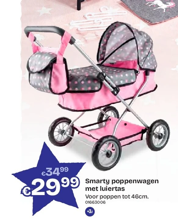 Smarty poppenwagen met luiertas