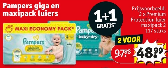 Pampers giga en maxipack luiers