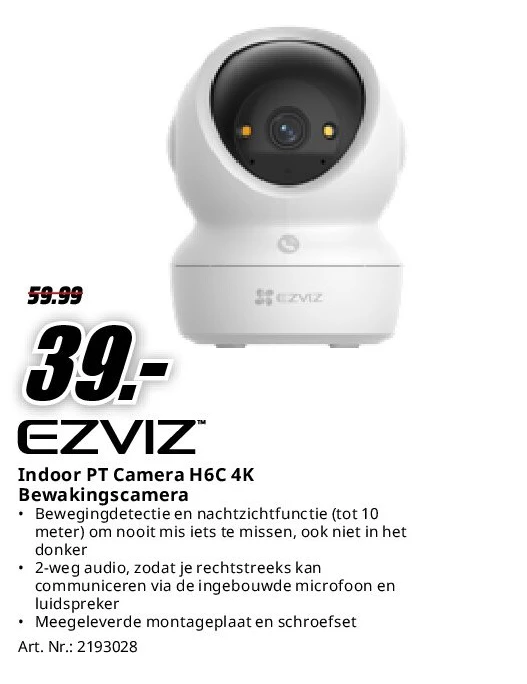 Indoor PT Camera H6C 4K Bewakingscamera