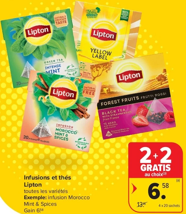 Infusions et thés Lipton 4 x 20 sachets
