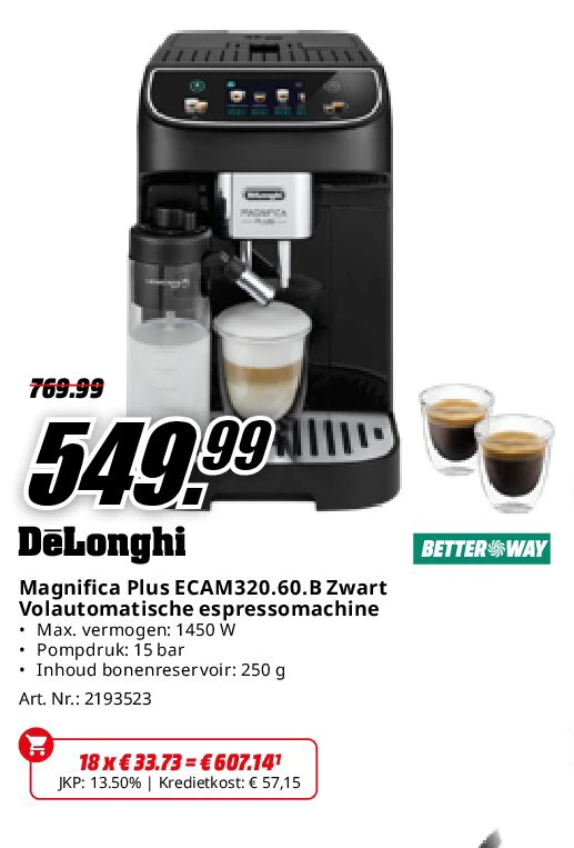 DeLonghi Magnifica Plus ECAM320.60.B Zwart Volautomatische espressomachine