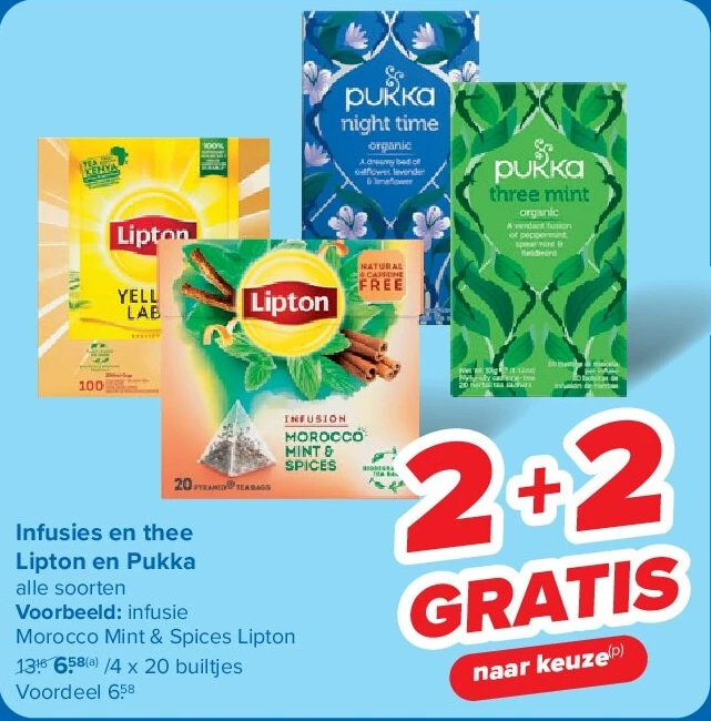 Infusies en thee Lipton en Pukka