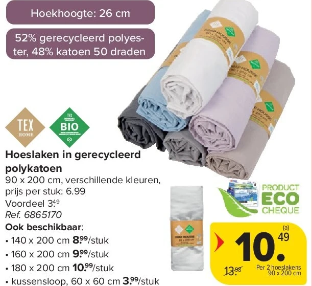 Hoeslaken in gerecycleerd polykatoen