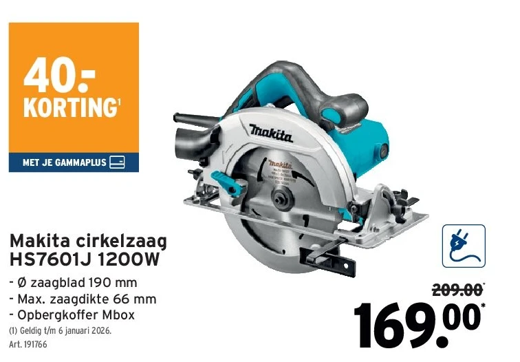 Makita cirkelzaag HS7601J 1200W