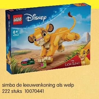 lego speelset simba de leeuwenkoning als welp 222 stuks