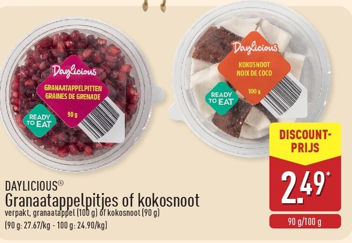 Granaatappelpitjes of kokosnoot
