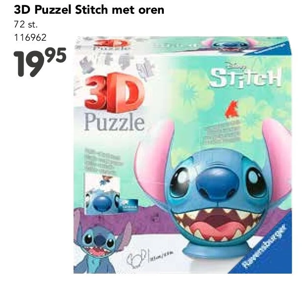 3D Puzzel Stitch met oren