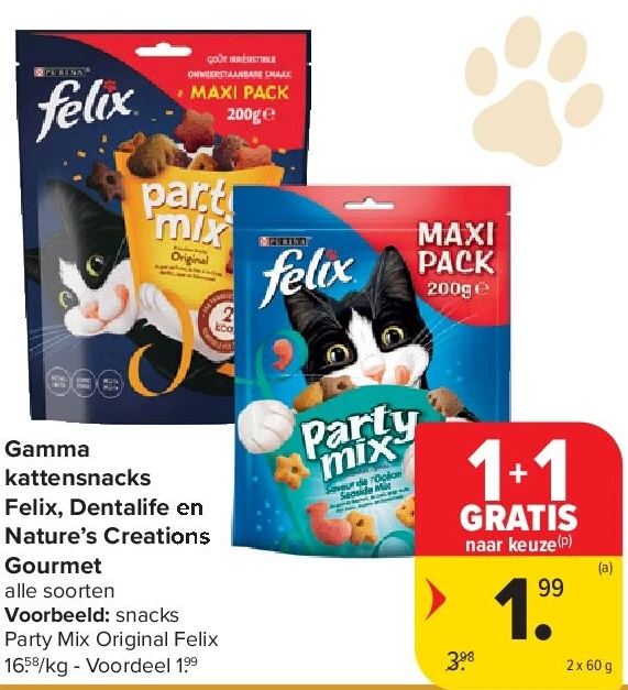 Gamma kattensnacks Felix, Dentalife en Nature’s Creations Gourmet