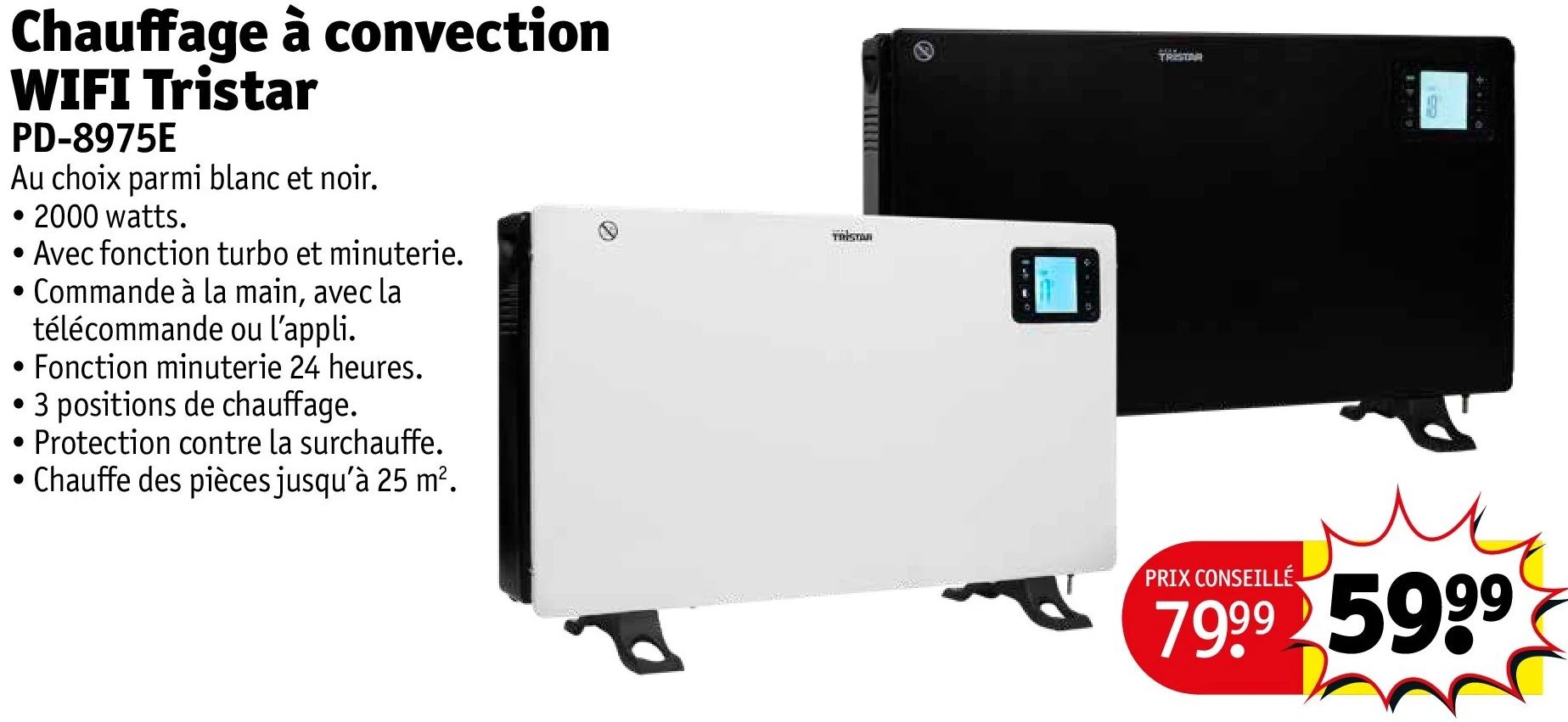 Chauffage à convection WIFI Tristar PD-8975E