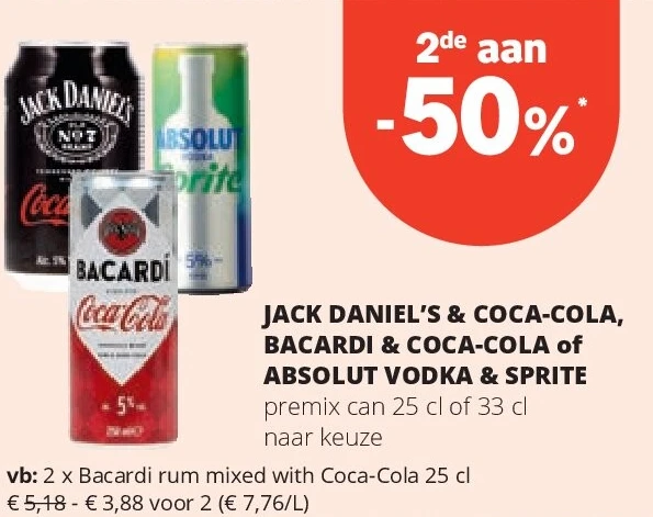 JACK DANIEL’S & COCA-COLA, BACARDI & COCA-COLA of ABSOLUT VODKA & SPRITE