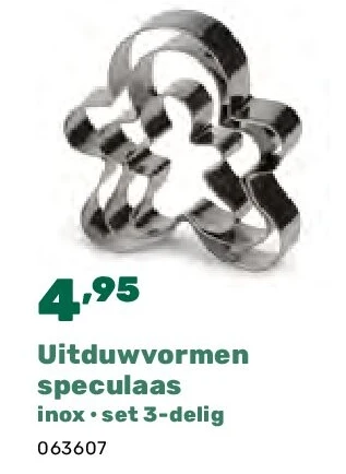 Uitduwvormen speculaas inox • set 3-delig