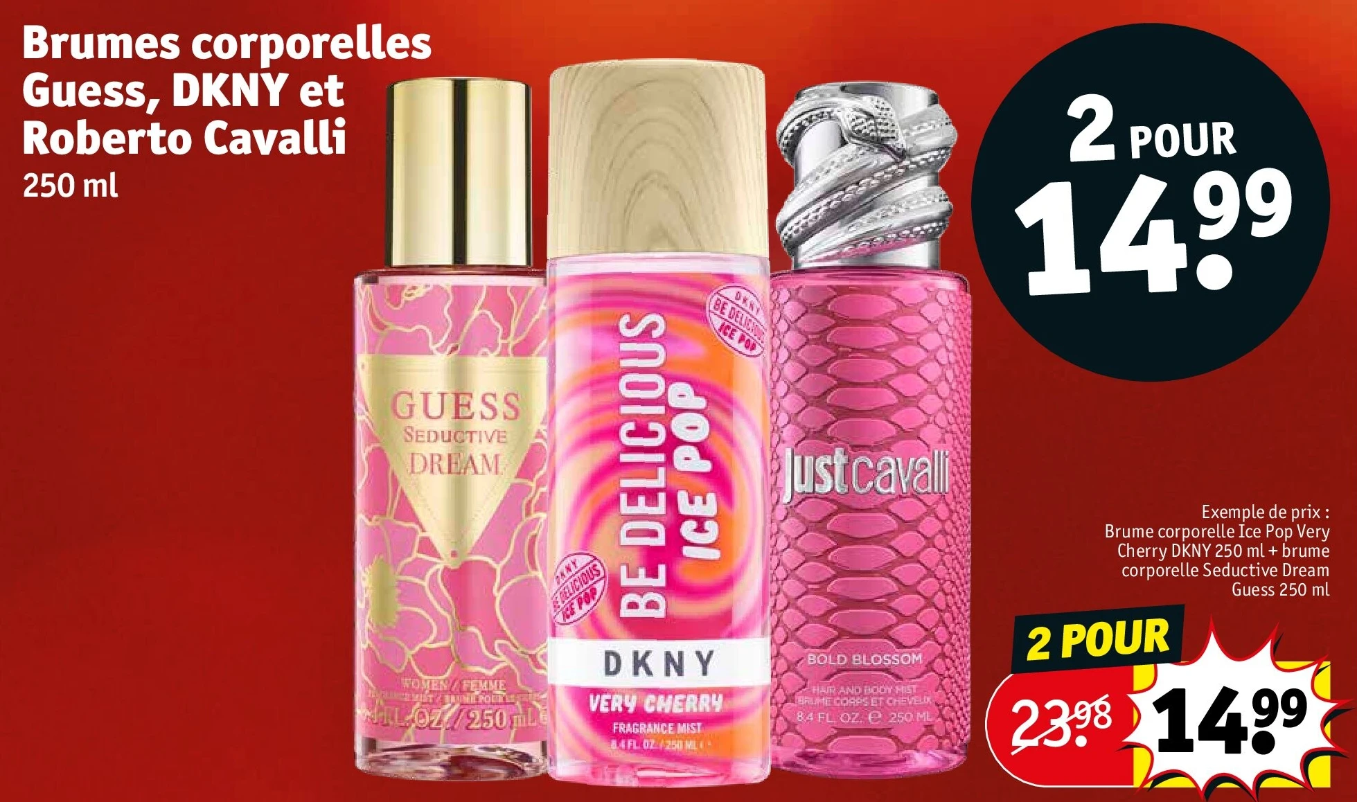 Brumes corporelles Guess, DKNY et Roberto Cavalli