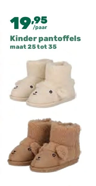 Kinder pantoffels maat 25 tot 35