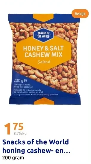 Snacks of the World honing cashew- en pindamix