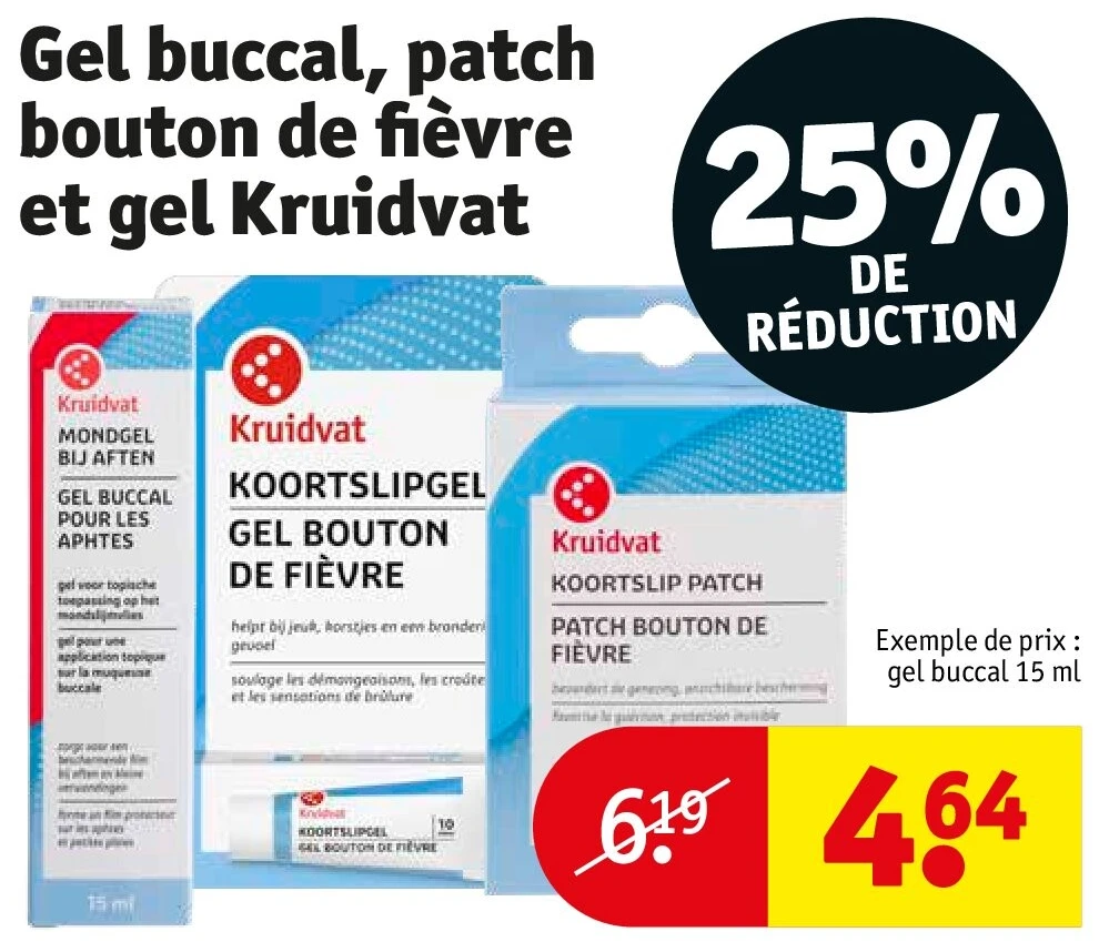 Gel buccal, patch bouton de fièvre et gel Kruidvat