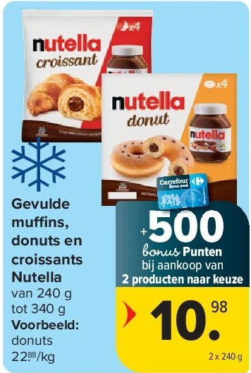Gevulde mu ns, donuts en croissants Nutella