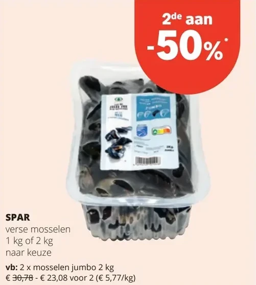 SPAR mosselen jumbo 2 kg