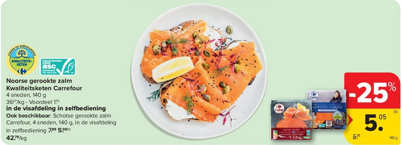 Noorse gerookte zalm Kwaliteitsketen Carrefour