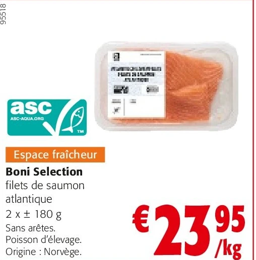 Boni Selection filets de saumon atlantique 2 x ± 180 g