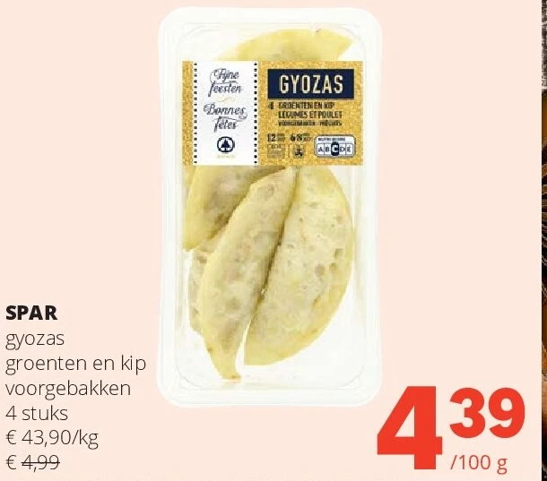 SPAR gyozas groenten en kip voorgebakken 4 stuks