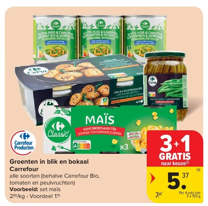 Groenten in blik en bokaal Carrefour