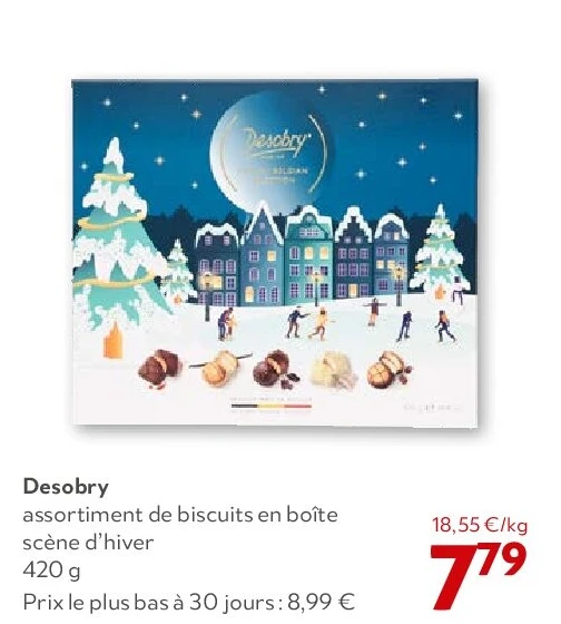Desobry assortiment de biscuits en boîte scène d’hiver 420 g