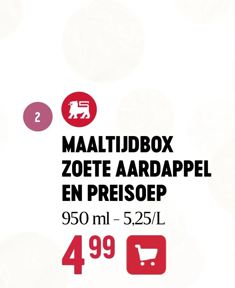 MAALTIJDBOX ZOETE AARDAPPEL EN PREISOEP