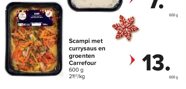 Scampi met currysaus en groenten Carrefour